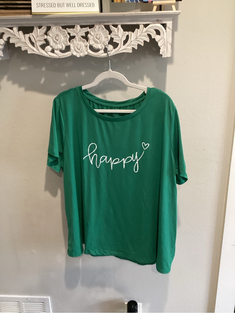 EUC - Shein - Happy Graphic Tee in Green - Sz 2x!